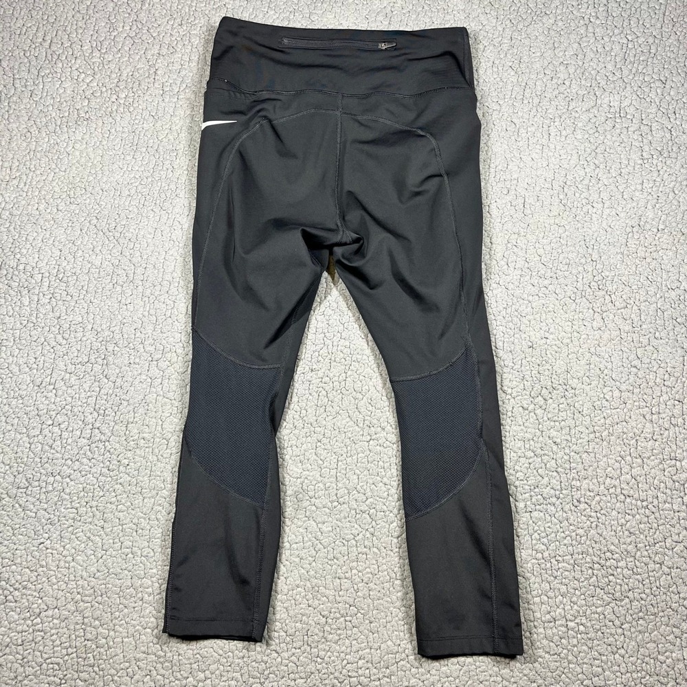 Nike Dri-FIT Womens Black Cropped Running Leggings Mesh Panels CZ9238-010 Size M - Picture 4 of 14